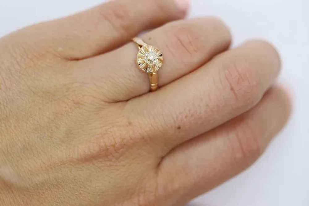 Victorian 18k Rose Gold Diamond Solitaire. 0.36ct… - image 10