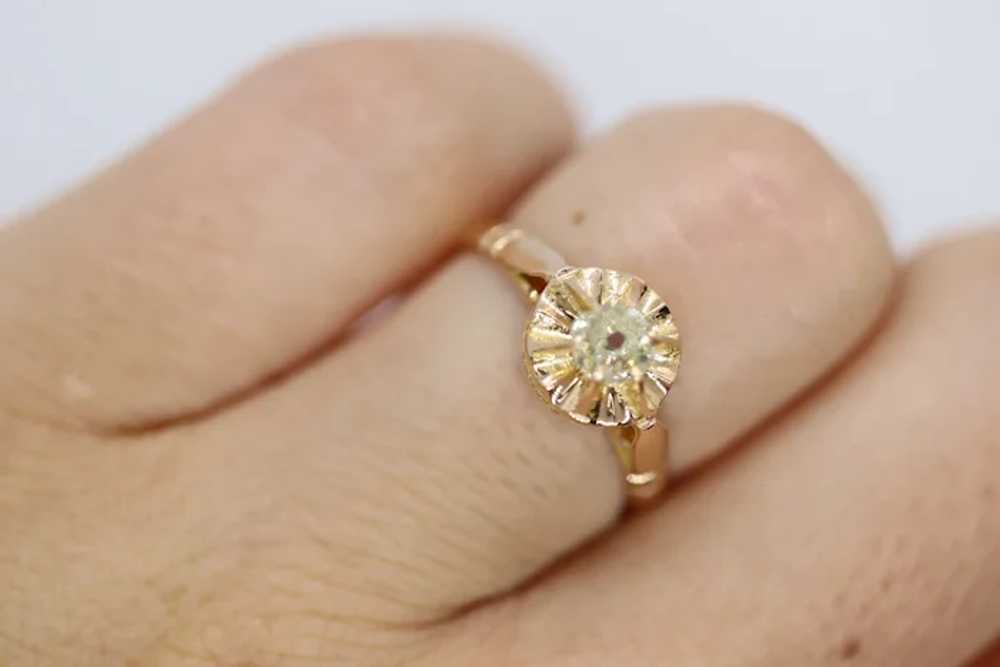 Victorian 18k Rose Gold Diamond Solitaire. 0.36ct… - image 8