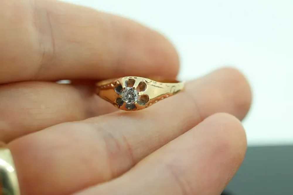 Antique Belcher Set Diamond 14k Filigree ring. 1/… - image 2
