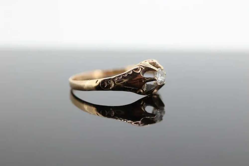 Antique Belcher Set Diamond 14k Filigree ring. 1/… - image 3