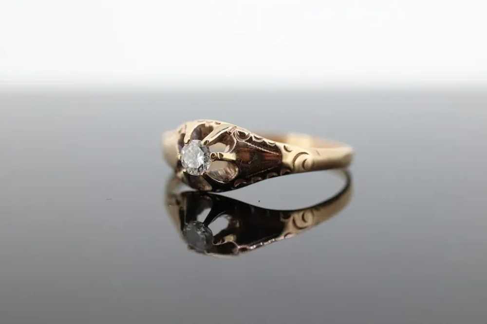 Antique Belcher Set Diamond 14k Filigree ring. 1/… - image 4