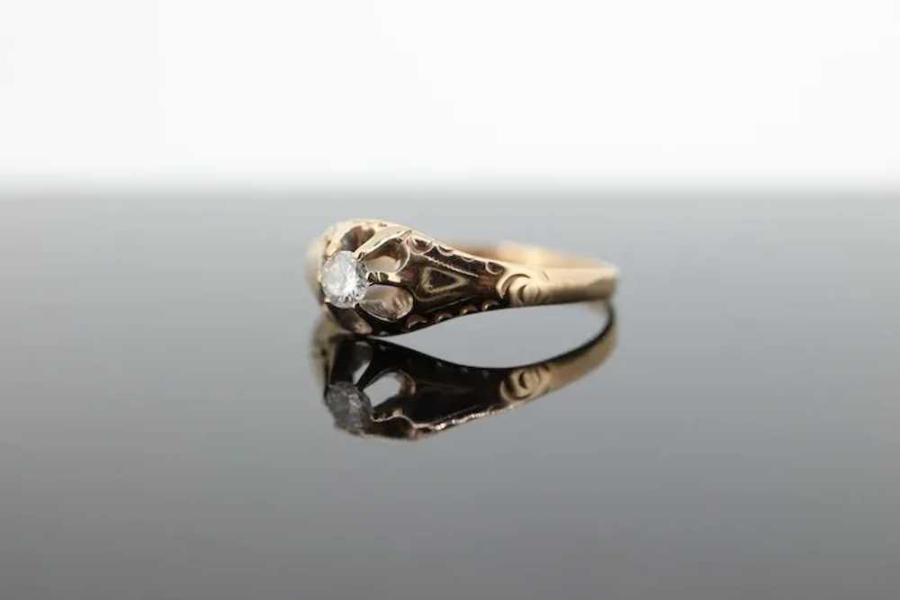 Antique Belcher Set Diamond 14k Filigree ring. 1/… - image 5
