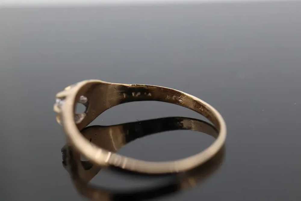 Antique Belcher Set Diamond 14k Filigree ring. 1/… - image 7