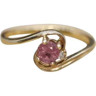 Dainty Ruby Ring. 10k round Ruby and Diamond Bypas