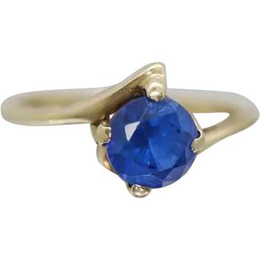 10k Round Blue Spinel ring. 10k Yellow Gold Blue S