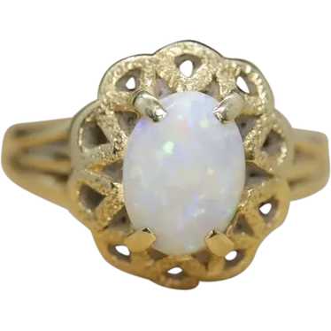 14k Opal Solitaire Claw set ring. Opal solitaire b