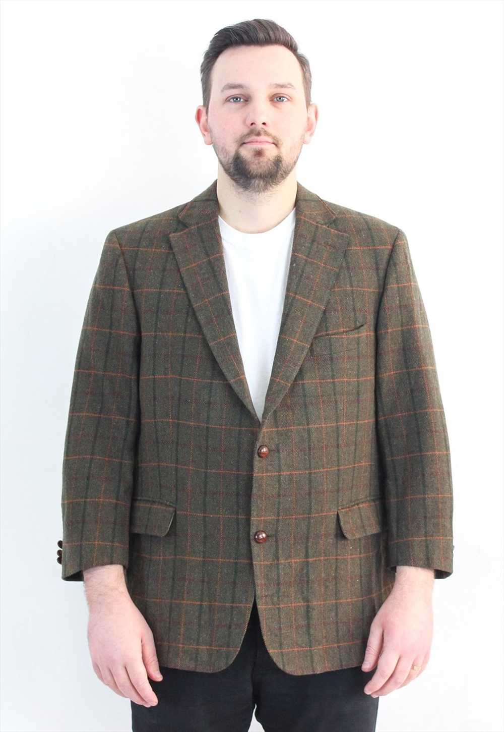 DAKS London Men L Blazer Wool UK 44S US Jacket Pl… - image 1