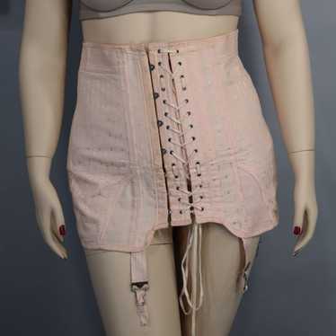 Vintage 1920's Knit Girdle Flapper Underbust Girdle 1920's Knit Corsalet  Vintage Open Bottom Girdle Pink Shaper 