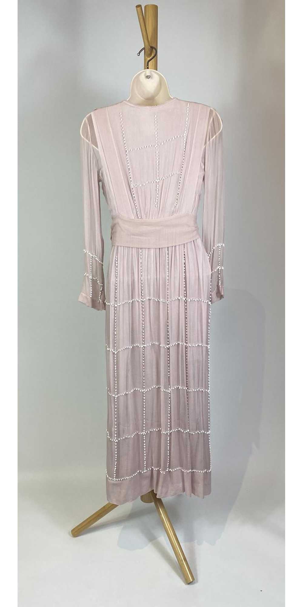 S Pink Silk Chiffon Maxi Dress With Beaded Flowers Gem