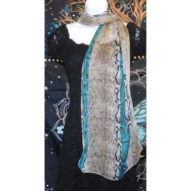 Other Tan And Turquoise Snake Print Scarf