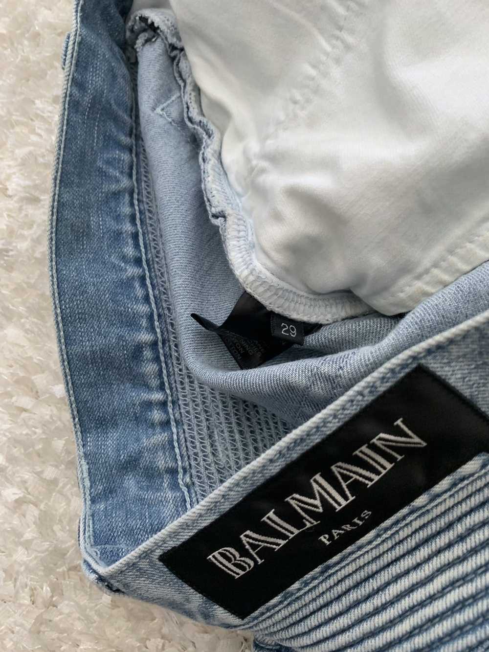 Balmain Knee ripped/Light Blue Bikers - image 11