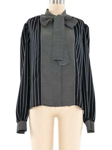 Adolfo Stripe Printed Blouse