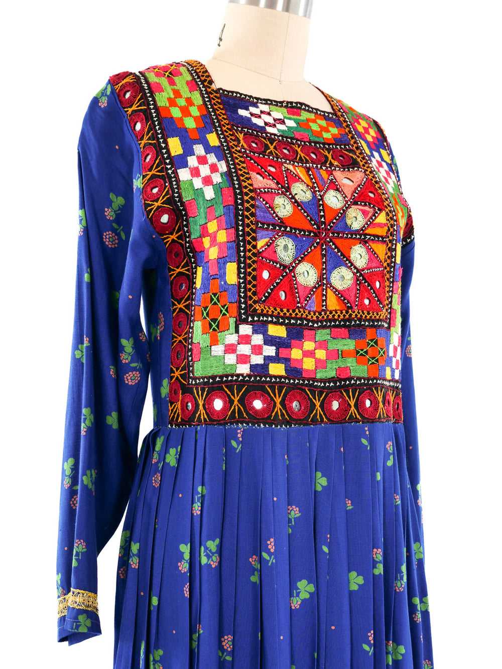 Floral Printed Embroidered Peasant Dress - image 2