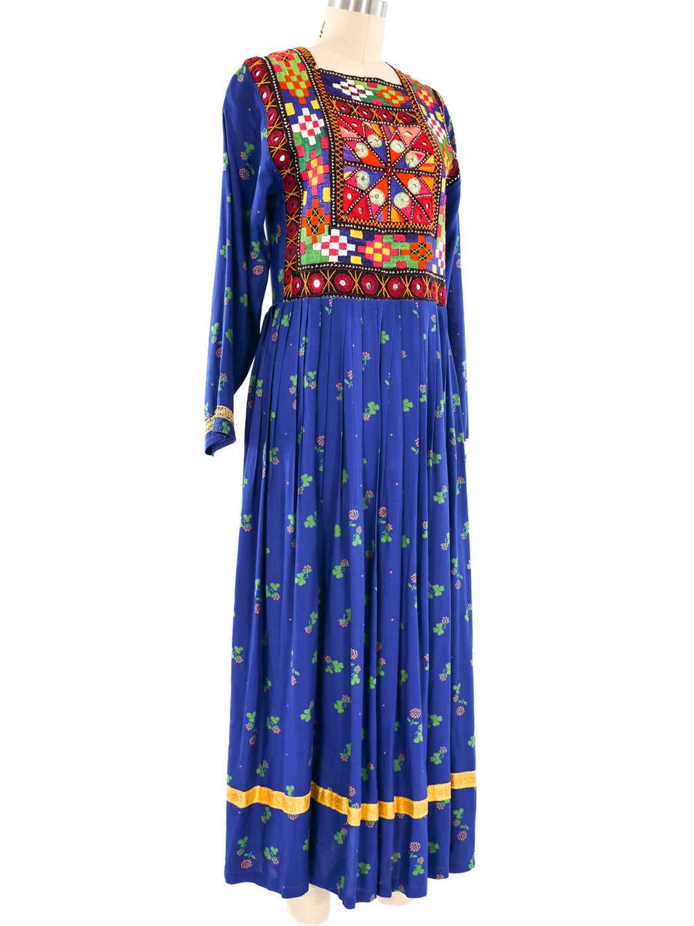 Floral Printed Embroidered Peasant Dress - image 3