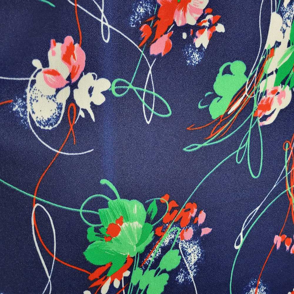 70s Three R's Navy Blue Floral House Dress - image 5