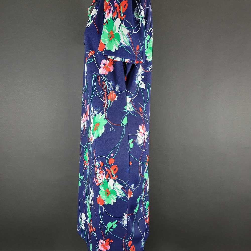 70s Three R's Navy Blue Floral House Dress - image 6