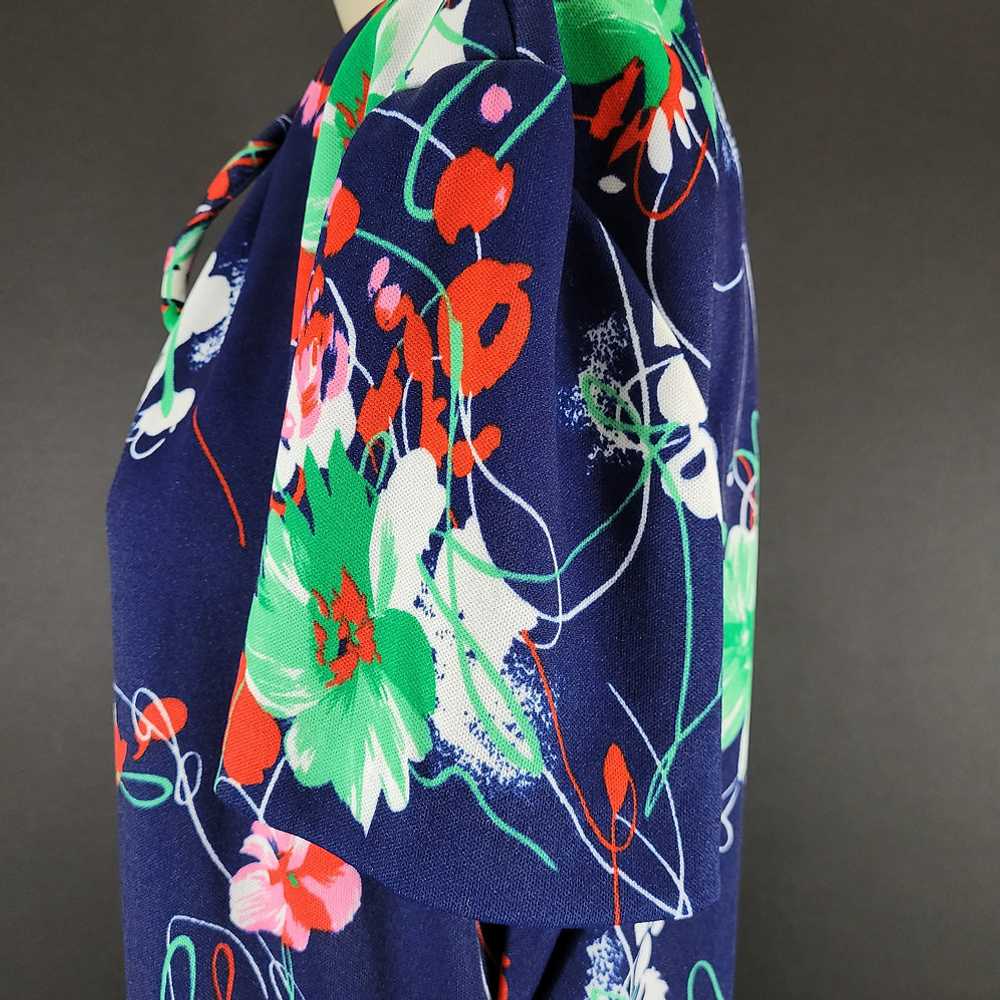 70s Three R's Navy Blue Floral House Dress - image 7