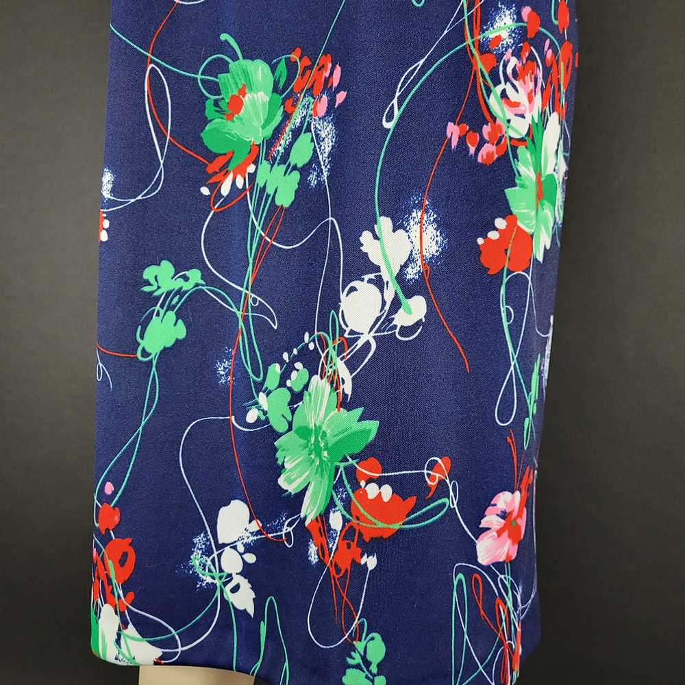 70s Three R's Navy Blue Floral House Dress - image 8