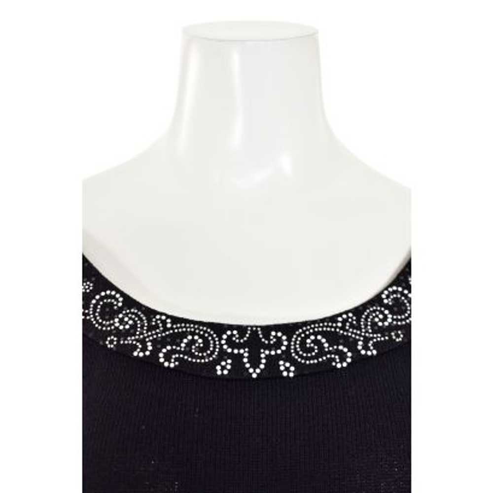 St. John Evening Black Dress w/ White/Black Embel… - image 2