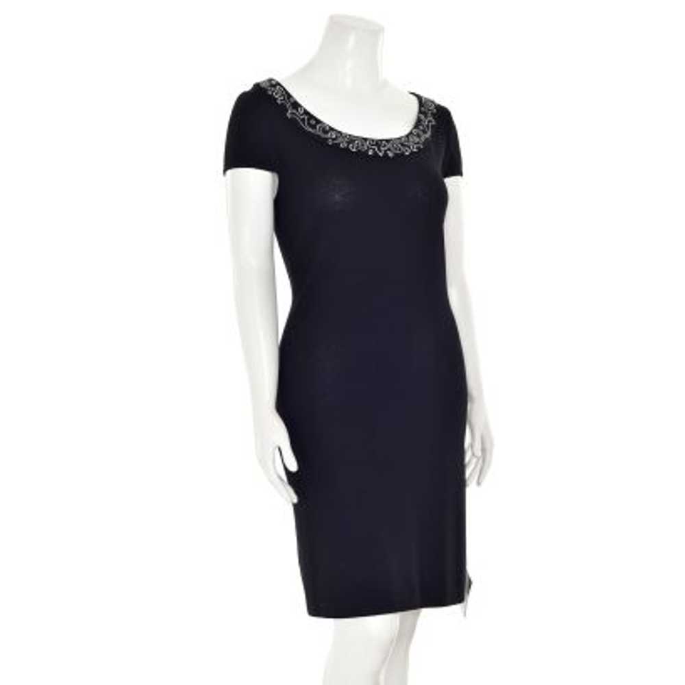 St. John Evening Black Dress w/ White/Black Embel… - image 4