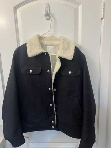 Sandro Dark Navy Blue Sandro Sherpa Jacket