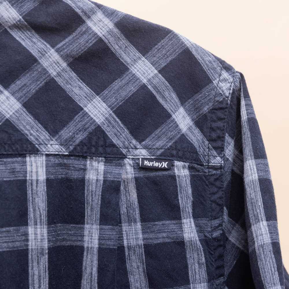 Hurley Hurley blue gray plaid button down shirt - image 5