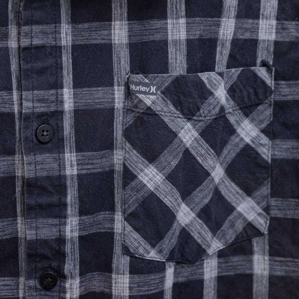 Hurley Hurley blue gray plaid button down shirt - image 6