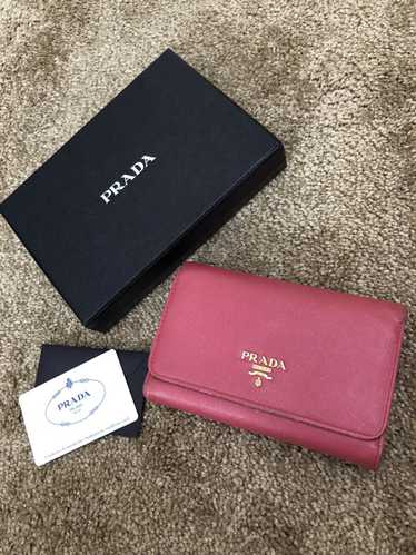 Prada Prada saffiano metal leather trifold wallet