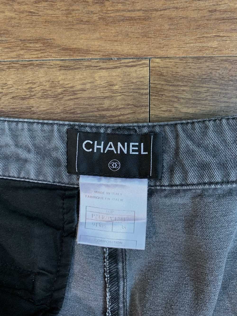 Chanel Grey Washed Side Taped Flare Pants - image 8