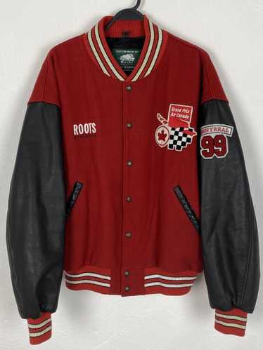 Racing × Roots × Vintage Leather Varsity Jacket Ro