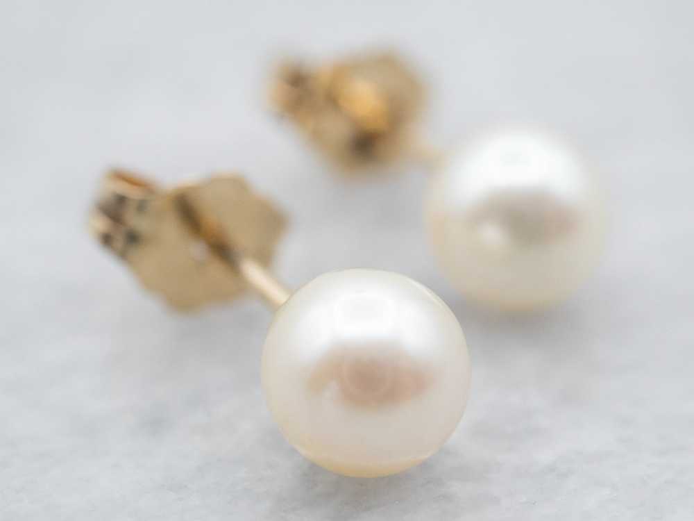 White Pearl Stud Earrings - image 1