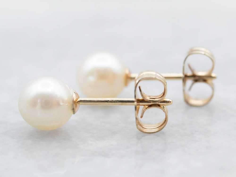 White Pearl Stud Earrings - image 2