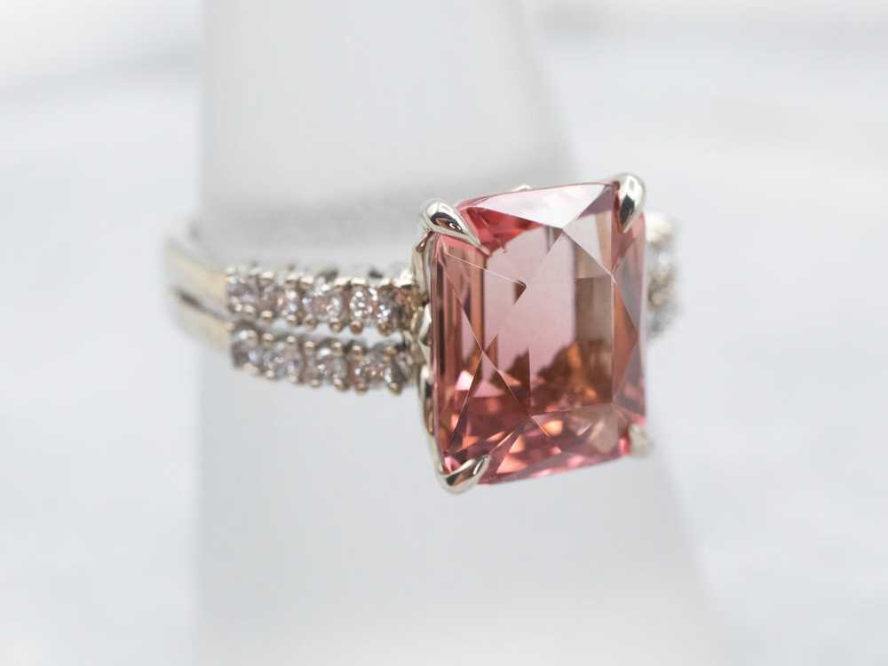 Stunning Pink Tourmaline and Diamond Cocktail Ring - image 3