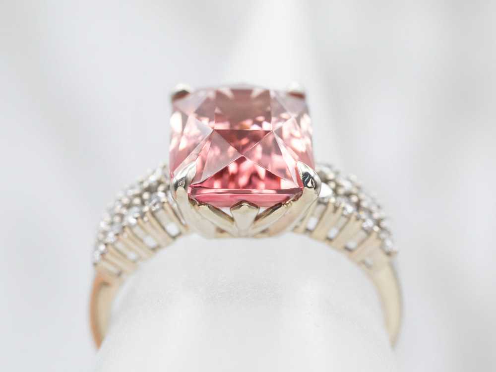 Stunning Pink Tourmaline and Diamond Cocktail Ring - image 4