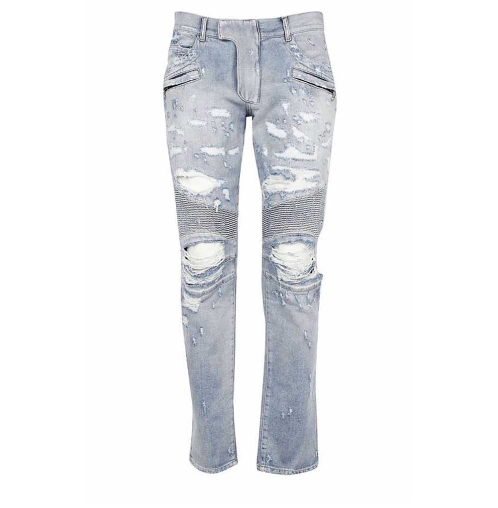 Balmain ‘BALMAIN’ Slim Ripped Biker Jeans - Gem