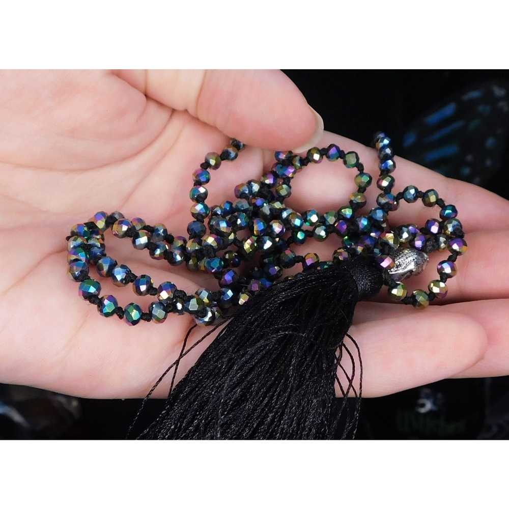 Other Glass Oil Slick Tassel Necklace - image 3