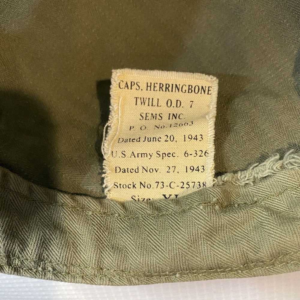 Vintage US Military 1943 Herringbone Twill Cap Ha… - image 7