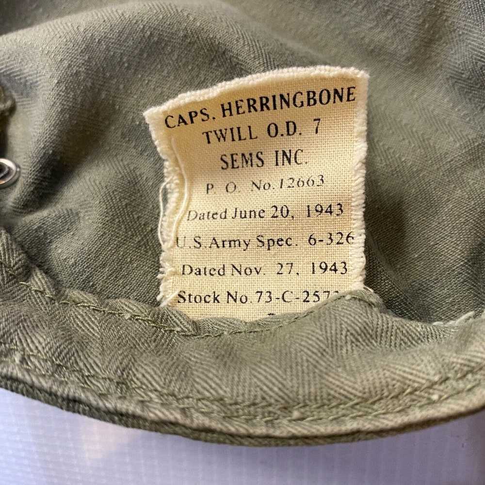 Vintage US Military 1943 Herringbone Twill Cap Ha… - image 8