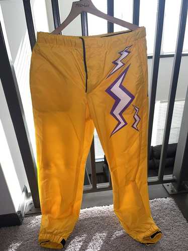 Vintage Nike Track Pants L Grape Purple Nylon Joggers Yellow Spellout White  90s