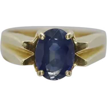 14k Blue OVAL Sapphire solitaire ring. Oval Sapphi