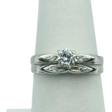 14K White Gold .29 CTW Diamond Wedding Set