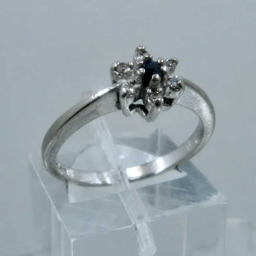 10K White Gold Sapphire Diamonds Ring GTR Sz 5 3/4 - image 2