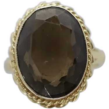 10k Smoky QUARTZ Large Bezel set ring. Large Oval… - image 1