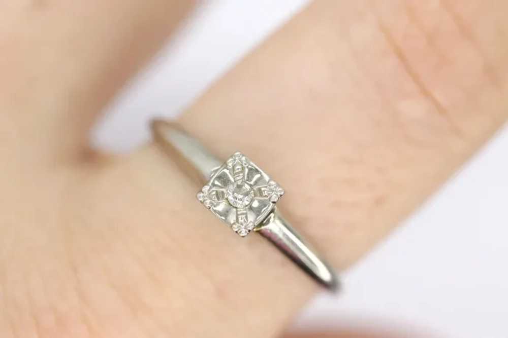 Art Deco Diamond Solitaire Ring. 18k Gold square … - image 5