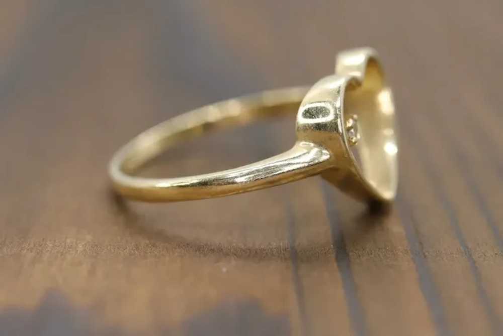 14k Open Heart and diamond ring. Dainty Heart lov… - image 3