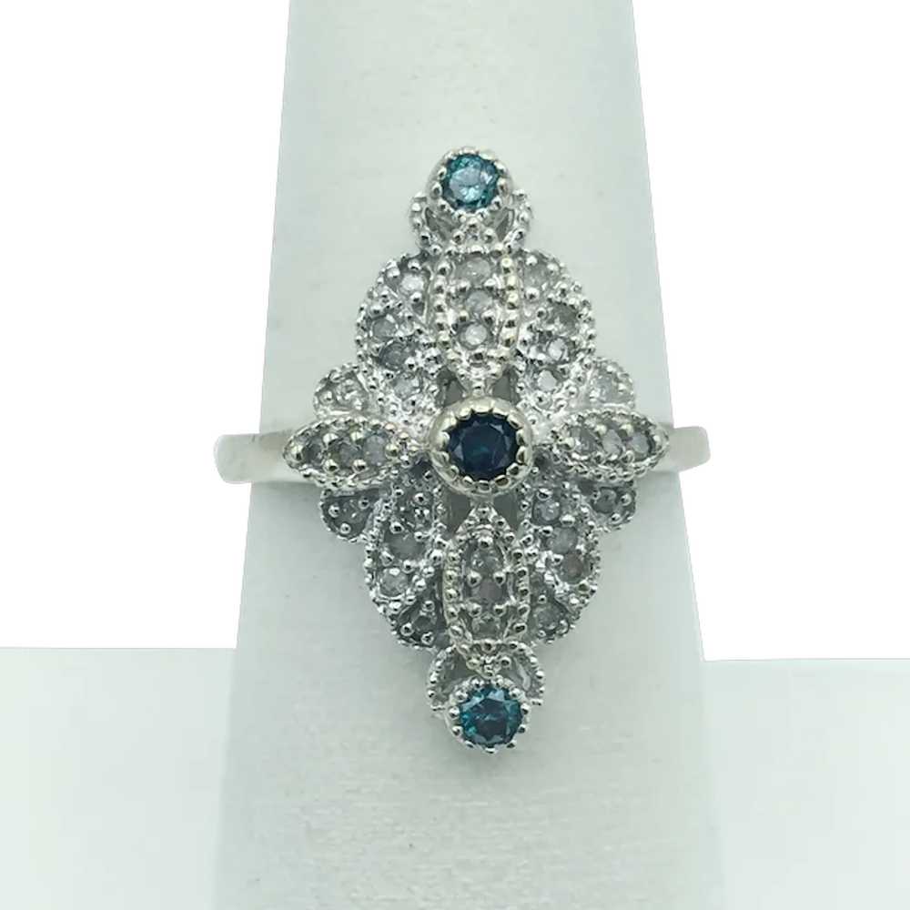 10K Blue and White .46 CTW Diamond Ring - image 1