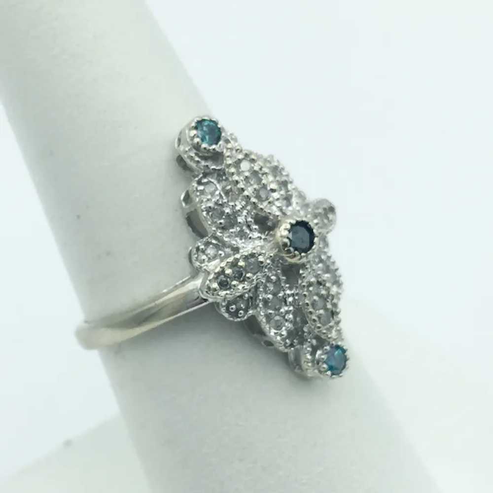 10K Blue and White .46 CTW Diamond Ring - image 3