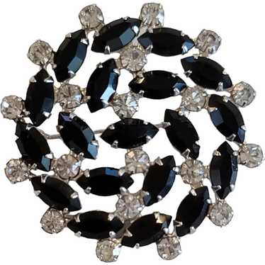 B David Clear Black Prong Set Rhinestone Round Br… - image 1