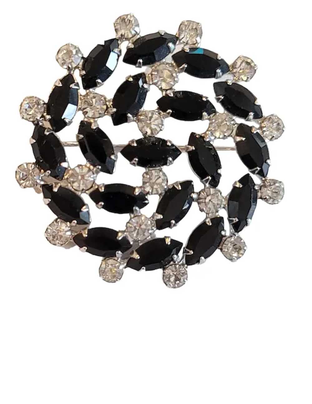 B David Clear Black Prong Set Rhinestone Round Br… - image 2