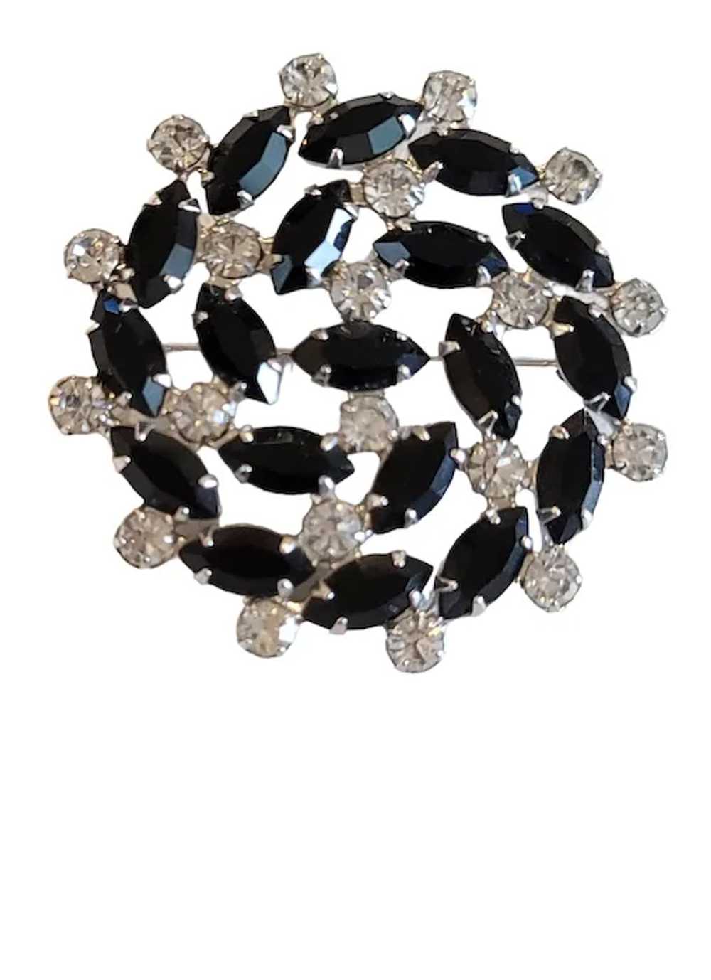 B David Clear Black Prong Set Rhinestone Round Br… - image 3